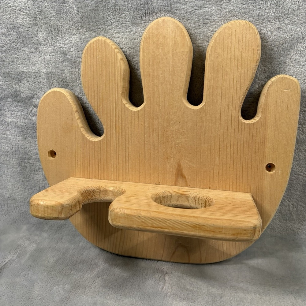 Unfinished Wood Baseball‎ Glove Wall Shelf Display DIY Craft Paint Ready